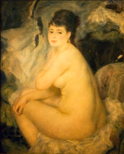 Nude Woman Sitting on a Couch by Pierre Auguste Renoir